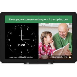 DayClock - Generations10 - Dementieklok - Zwart - Met Beeldbellen en YouTube-video's