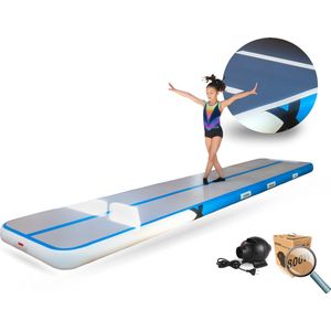 YouAreAir Turnmat — AirTrack Pro 4.0 | 5 meter — 20cm dik | incl. 800 Watt STERKE miniblower | Gymnastiek | Waterproof | 5m Gym fitness mat opblaasbaar met elektrische lucht-pomp