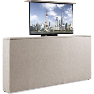 Bedonderdeel - BedNL TV-Lift Systeem in Voetbord - Max. 42 inch TV - 180 breed 85 Hoog 22 Breed- Beige Stof