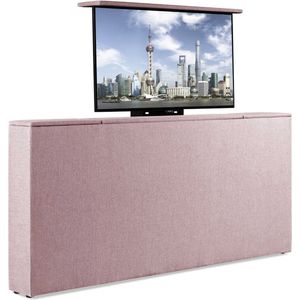 Bedonderdeel - BedNL TV-Lift Systeem in Voetbord - Max. 42 inch TV - 120 breed 85 Hoog 22 Breed- Roze Stof