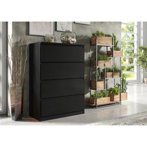 Pro-meubels - Ladekast Ribera 70cm - Zwart mat - Commode - 4 lades