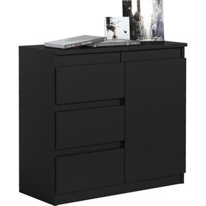 Pro-meubels - Dressoir Milton - Mat zwart - 80cm - Commode