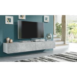 Pro-meubels - Zwevend Tv-meubel - Tv kast - Tunis - Wit - Betonlook - 200cm - 2x100cm