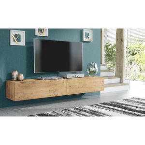 Pro-meubels - Zwevend Tv-meubel - Tv kast - Tunis - Eiken - 200cm 2x100cm