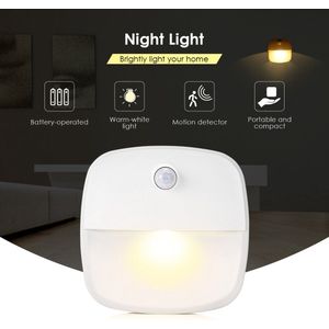 1 x Nachtlampje met bewegingssensor - Draadloos - voor o.a. Slaapkamer, Overloop, Garage - Dag en Nacht Sensor | Werkt op 3 AAA batterijen