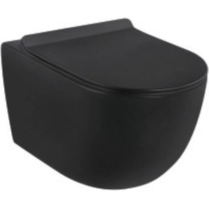 Vips Toilet - 36x52x31cm - Mat zwart - Keramiek - Hangend - WC