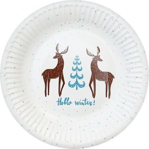 Kerst bordjes - Hello Winter - rendieren - 6 stuks