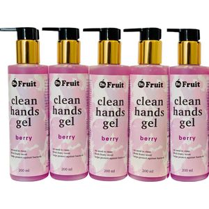 5x voordeelverpakking Dr. Fruit handgel met bosbessengeur 200 ml handpompje - met alcohol - kleeft niet - ruikt lekker