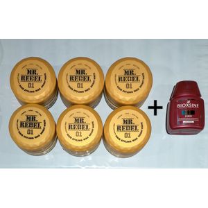 Mr. Rebel 01 Hair Styling Wax Bright White ""voordeelpak"" (6 stuks) 900ml - met gratis Bioblas herstel Shampoo 360 ml