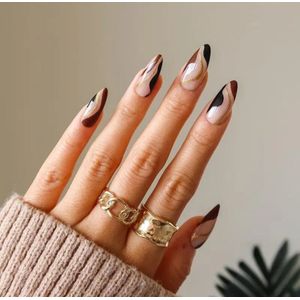 24 stuks nep nagels met gelei volledige cover nageltips pers op med nagels doe-het-zelf manicure valse nagels ammond kunstmatige