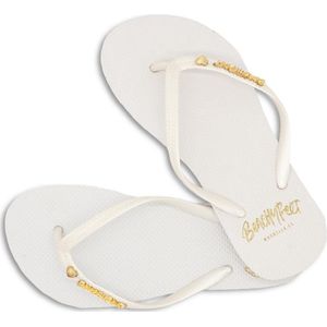 Beachyfeet - Teenslipper Dames - Blanco - Parelmoerkleurig Bandje - Zacht Voetbed