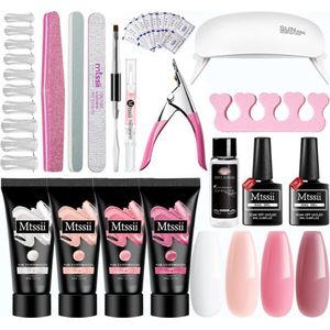 Mtssii - POLYGEL kit - 4 Kleuren polygel 30ML -  roze en wit - Starterkit - Manicure Set- gellak - UV Lamp - Polygel nagels starterspakket - nepnagels -
