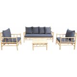 Outlet - Loungeset Vita Bamboo 4 delig - Naturel