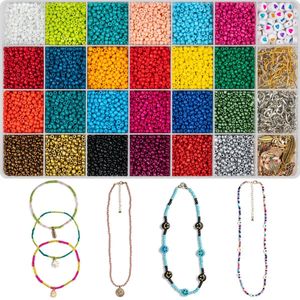 Laziza's® Kralen set - 4mm Glaszaad kralen - 4800 stuks - 24 kleuren - Kralen & bedels - Kralenset Sieraden Maken - Inclusief Cadeaubox - Knutselen - accessoires - Kralendoos