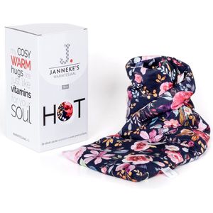 Janneke's Warmtesjaal - afneembare hoes - print bloem donkerblauw