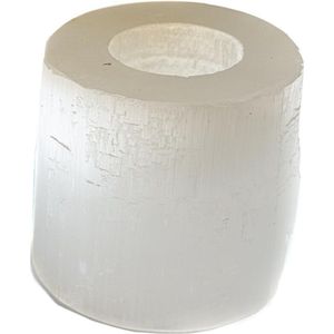 Waxinelichthouder Edelsteen Seleniet Cilinder ca 900 gram (8 x 8 cm)