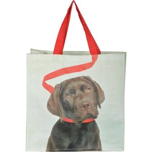 Boodschappentas bruine hond aan riem  | Esschert design