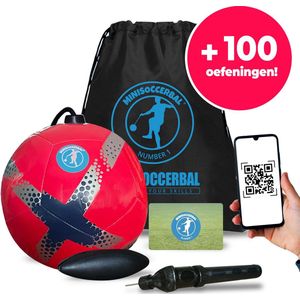 Minisoccerbal bal aan touw - Voetbaltrainer - Sense bal - met pomp - Skill Ball - Rood