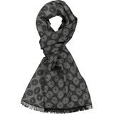 Michaelis heren sjaal - zwart met grijs dessin - Maat: One size