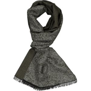 Michaelis  heren sjaal, olijfgroen met grijs dessin -  Maat: One size
