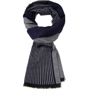 Michaelis  heren sjaal, blauw met grijs gestreept -  Maat: One size