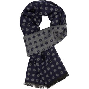 Michaelis Heren Sjaal - Blauw met Grijs Dessin - Maat: One Size