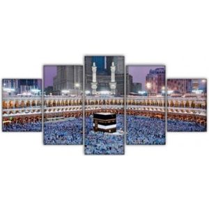 Canvas Paintings - 5 Pieces Kaaba-i Sharif Photo Canvas Painting (5 Parça Kabe-i Şerif Fotoğraflı Kanvas Tablo)