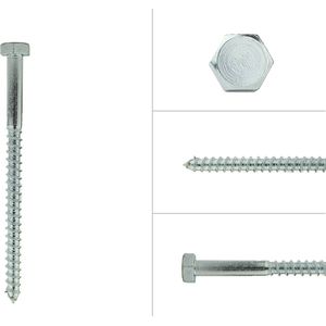 Wovar - Houtdraadbout M10 - 150 mm - Verzinkt - Per Doos 50 Stuks