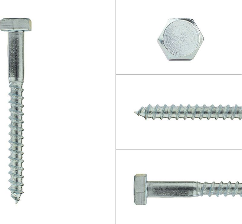 Wovar - Houtdraadbouten - Verzinkt - M10 x 100 mm - Doos 100 stuks