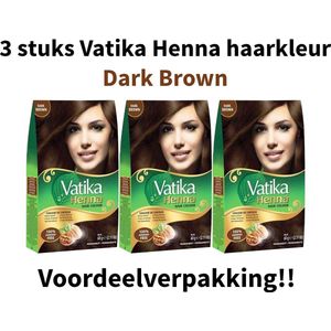 Dabur - Vatika Henna - Haarverf - Dark Brown - 3 stuks