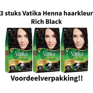 Dabur Vatika Henna Hair Colour - Haarverf - Haarkleur - Rich Black - 3 stuks