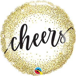 Folat 18889Q Folieballon 'Cheers' Stippen Goudkleurig - 45cm