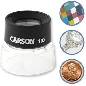 Carson LumiLoupe 10x Vergrootglas ideaal voor het bekijken van munten, postzegels, foto's, miniaturen, dia's (LL-10)