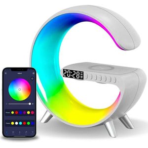DiverseGoods Wake-Up Light - Met Draadloze Oplader - Digitale Wekker - Lichtwekker - Wekkerradio - LED Light - Bluetooth Speaker- Wit