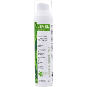 Level - Dead Sea Minerals Hemp & Green Tea - Purifying Cleansing Gel Wash 100 ml (Dode Zee Mineralen Hennep & Groene Thee - Zuiverende Reinigingsgel)