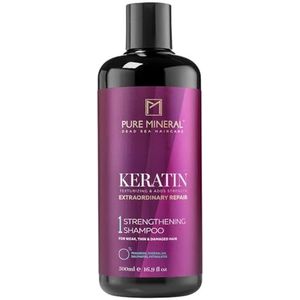 Pure Mineral - Shampoo met Keratine voor Glad en Glanzend Haar - Herstellend, Voedend, Anti-Frizz - Zonder sulfaten, parabenen, petrolaten - 500ml