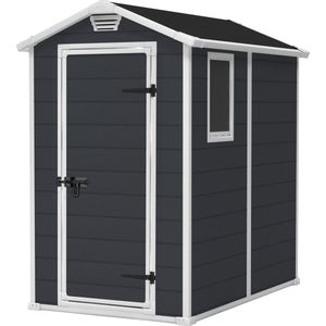 Keter Manor 46 Tuinhuis - 130x192x198cm - enkele deur met zijraam - Antraciet