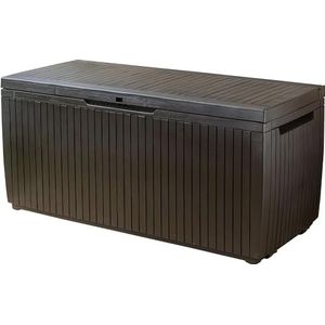 Keter Springwood Opbergbox om op te zitten, kussenbox, bruin, afsluitbaar, weerbestendig, 123 x 53,5 x 57 cm, 305 liter