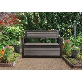 Keter - Hudson Bench Box - 2-zits Bank - Opbergbox - Hout Look & Feel - 227L - 138x63x89cm