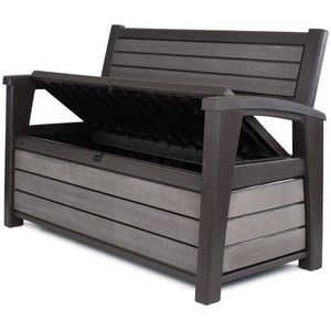 Keter - Hudson Bench Box - 2-zits Bank - Opbergbox - Hout Look & Feel - 227L - 138x63x89cm