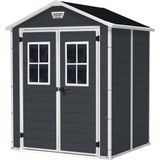 Keter Manor 65 Tuinhuis - 185x152x226cm - dubbele deuren + ramen - Antraciet