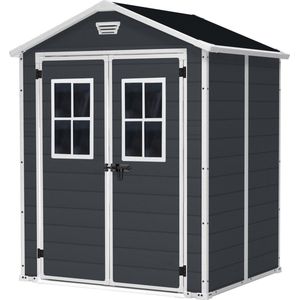 Keter Manor 65 Tuinhuis - 185x152x226cm - dubbele deuren + ramen - Antraciet