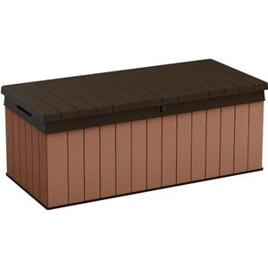 Keter Darwin 380L Outdoor Tuinmeubelen Opbergdoos Bruin Evotech+ Houtlook & Feel | Vervaagvrij | Weerbestendig | Veilig en veilig | Geen onderhoud | 2 jaar garantie