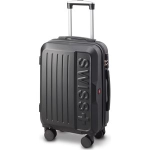Swiss - Lausanne - Handbagage koffer - 4 Wielen - TSA-Cijferslot - Black (Zwart)