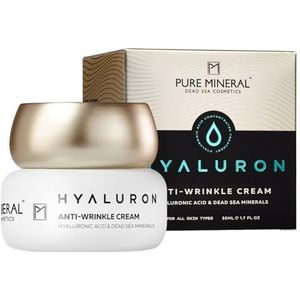 Pure Mineral - Hyaluron anti-rimpelcrème voor alle huidtypes – mineralen uit de Dode Zee, versterkte hydratatie, verstevigt het gezicht – zonder siliconen, sulfaten, parabenen – 50 ml