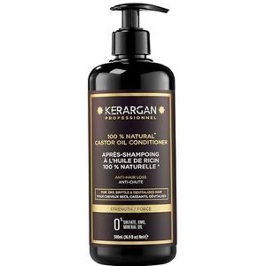 Kerargan - Conditioner Anti-Haaruitval met Castorolie - Ontwarrend & Voedend voor Droog en Breekbaar Haar - Verrijkt met Keratine en Arganolie - Zonder sulfaat, GMO, minerale olie - 500ml