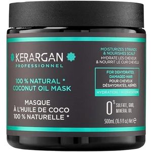 Kerargan - Haarmasker met kokos-, argan- en kamille-olie, voedt en hydrateert – voor droog en broos haar – zonder sulfaat, parabenen en siliconen – 500 ml