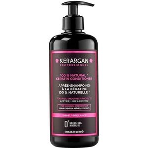 Kerargan - Ultra Herstellende Conditioner met Keratine voor Beschadigd en Gestrest Haar - Verzachtend, Gladmakend en Beschermend - Zonder Sulfaat, GMO, Minerale Olie - 500ml