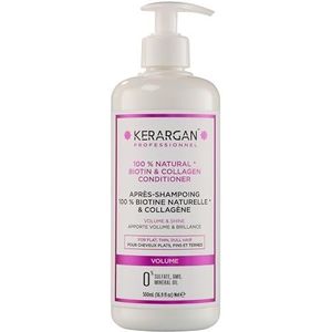 Kerargan - Volumiserende Conditioner met Biotine & Collageen - Voor Plat, Fijn, Dof Haar - Hydraterend, Versterkend - Zonder Sulfaat, GMO, Minerale Olie - 500ml