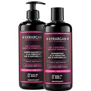 Kerargan - Duo Ultra Repair Shampoo & Keratine Conditioner voor beschadigd en gestrest haar - Versterkt, Glad & Beschermt - Sulfaatvrij, GMO, Silicone - 2 x 500 ml